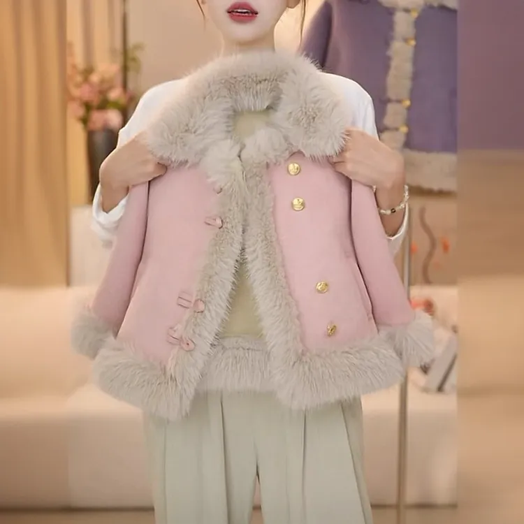 女童2025秋冬新款加绒外套韩版洋气中大童皮毛一体冬款保暖上衣潮