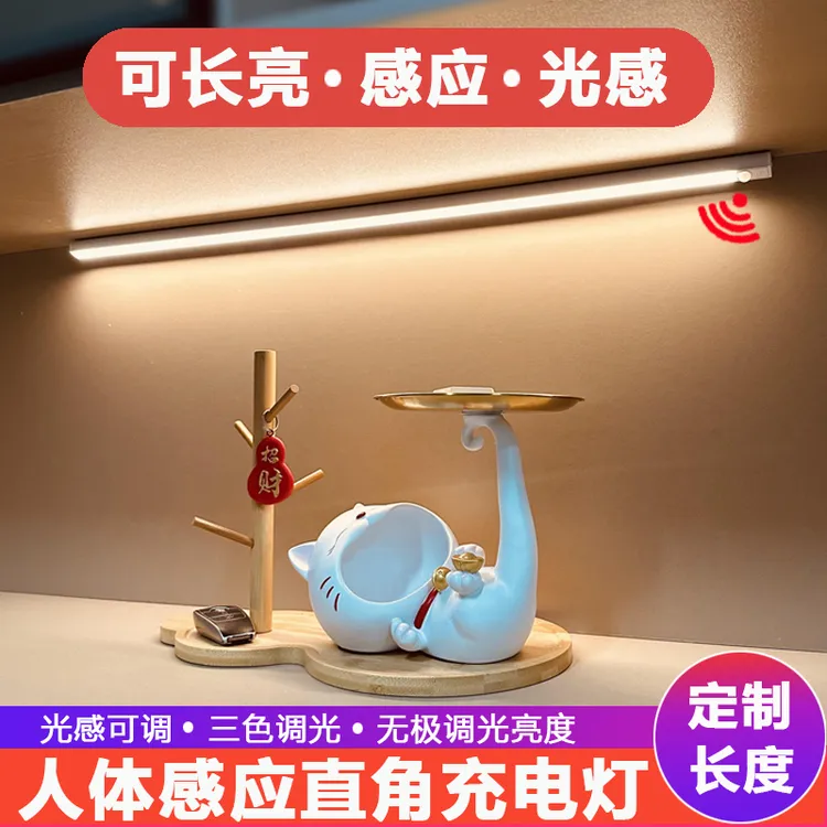充电人体感应灯带酒柜灯展示柜餐柜无线线柜子免布线线鞋柜直角灯