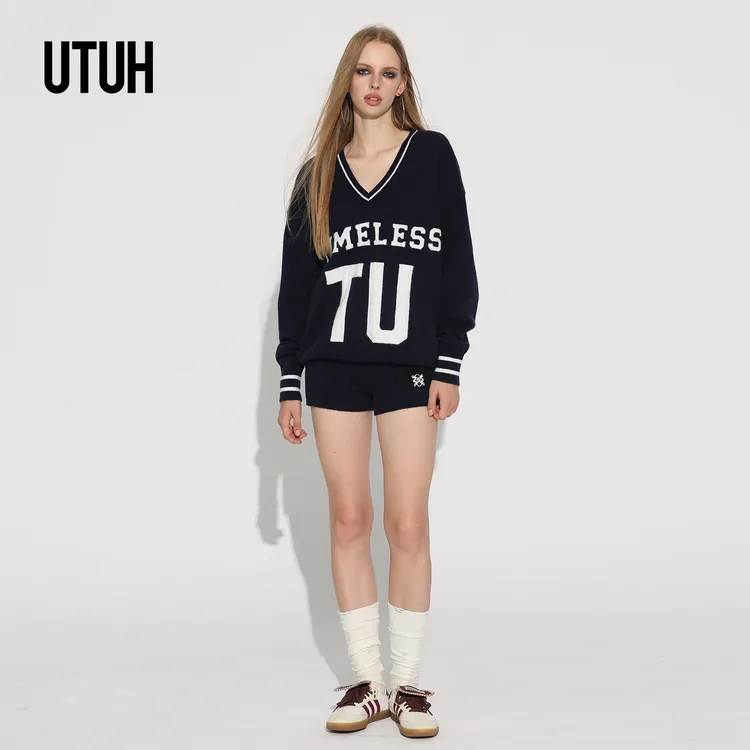 UTUH撞色美式复古球衣风针织秋冬穿搭套装 TDWWW2Z479 TDWWW2Z480