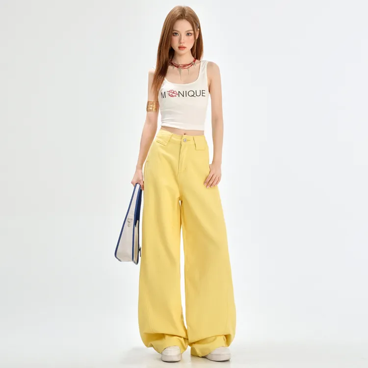 2025时尚秋冬新款镰刀裤百搭牛仔裤美式复古宽松阔腿显瘦休闲长裤