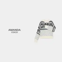 潇潇# 自由简意～25秋冬慵懒设计感撞色费尔岛提花针织上衣