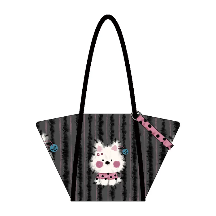 尼睿毛绒西高地元宝包小众设计感品质单肩斜挎帆布包