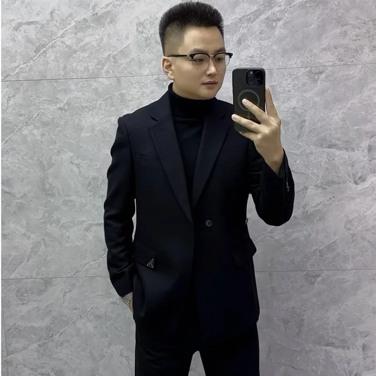 秋季新款男士高端欧货时尚双排扣西服上衣