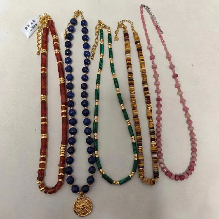 合金项链 时尚复古多款多色彩色叠戴百搭长链手工气质休闲风项链