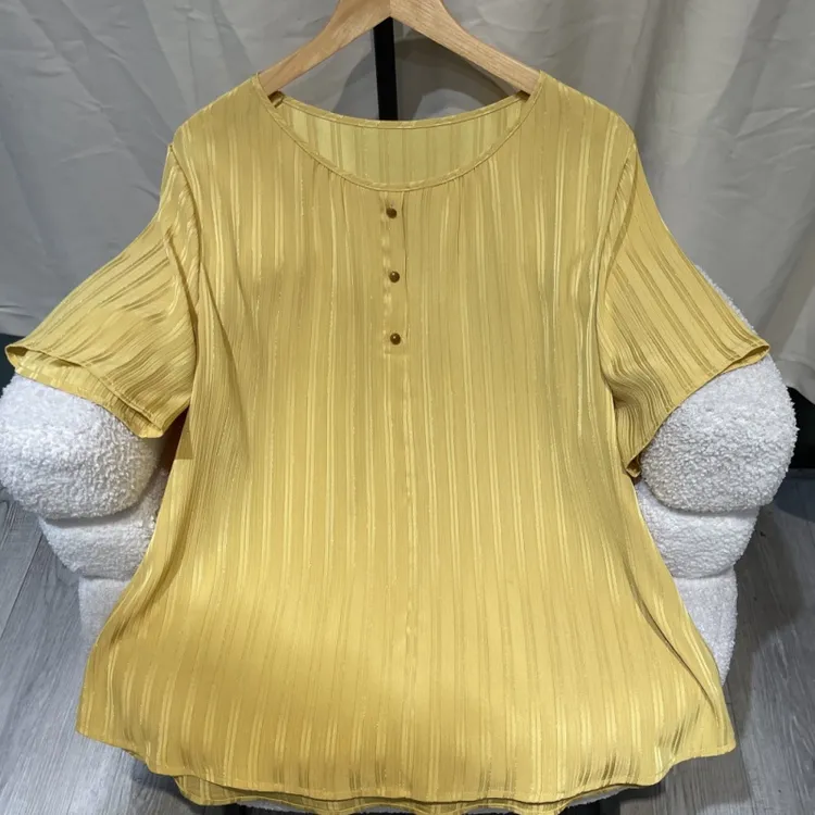 PWD33126【现货仅上衣】夏季简约百搭肌理感显瘦大码上衣【衣长69】