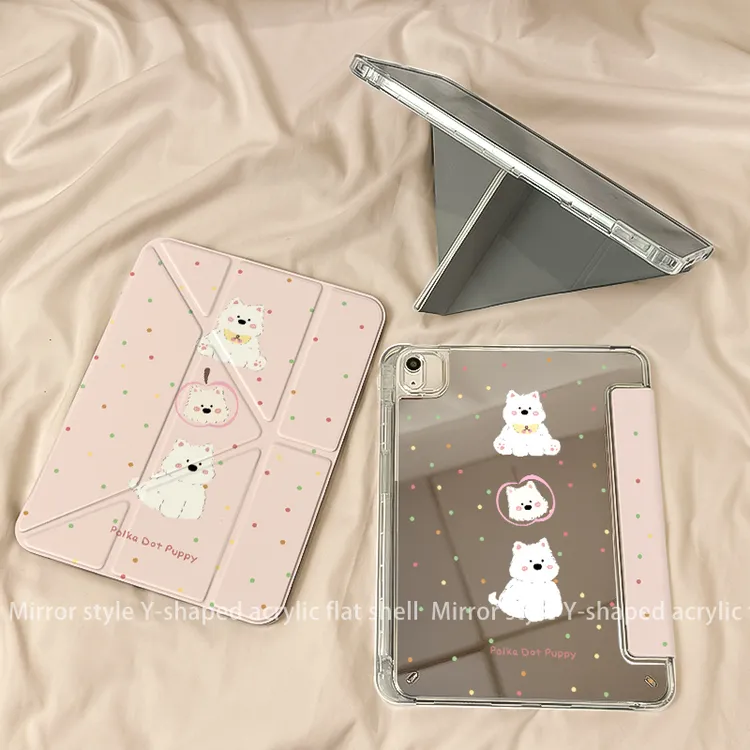 【3+Y折镜面亚克力】蓝粉西高地苹果ipad11华为小米7平板保护套air6