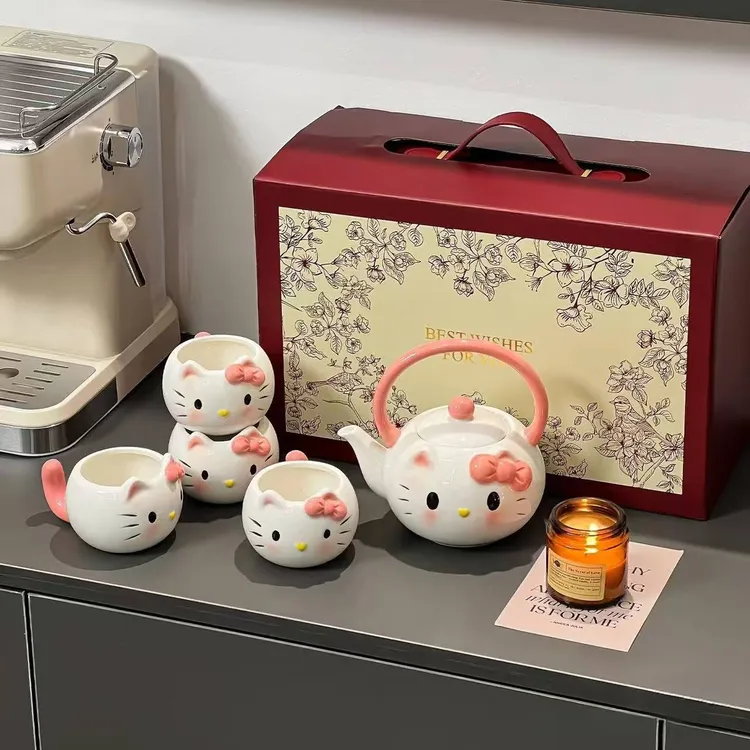 HelloKitty茶具套装2025新款家用少女心会客喝茶杯送朋友乔迁礼物