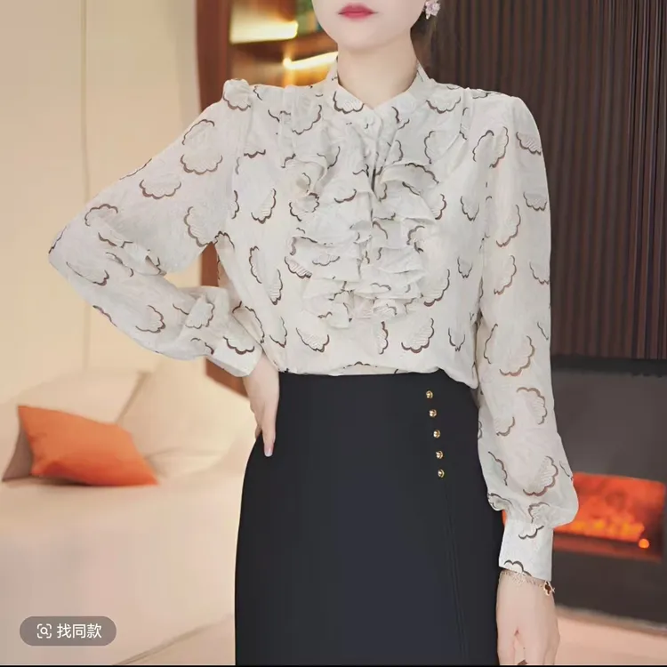 2025新款长袖轻奢衬衫春季高端气质衬衫
