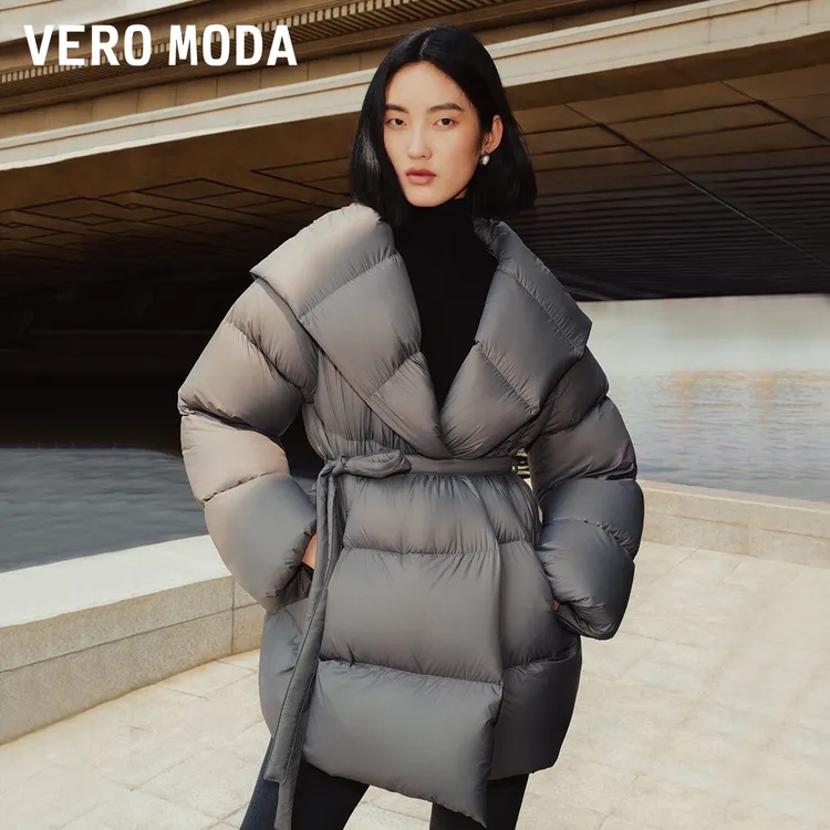 Vero Moda羽绒服女2025冬季新款90白鸭绒连帽休闲百搭显瘦老钱风