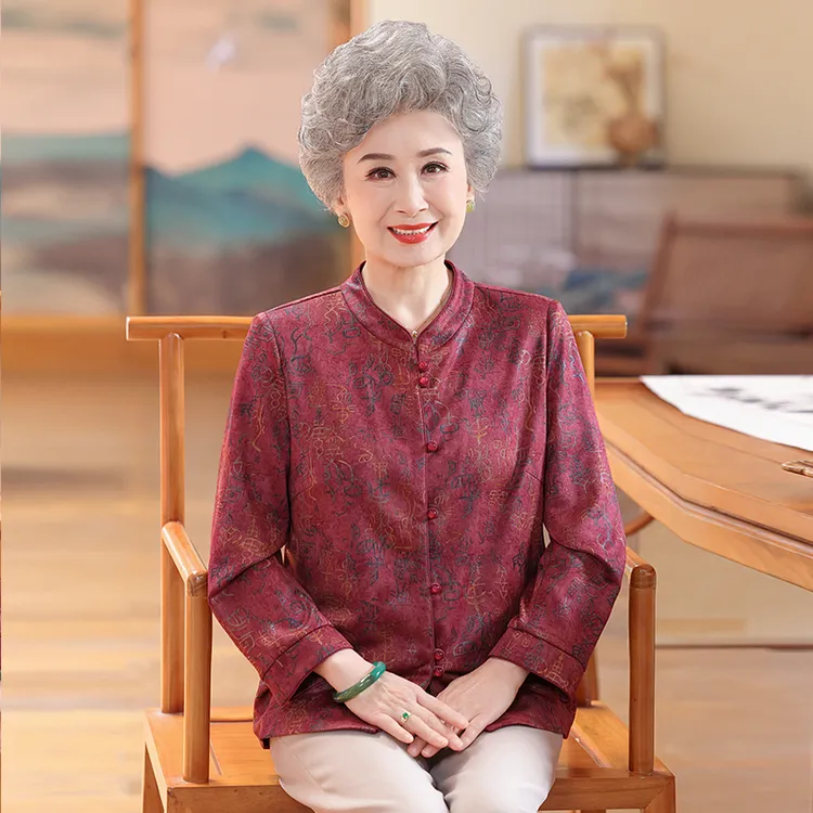 新款奶奶装秋装衬衫老年人女喜庆妈妈婚宴礼服母亲衣服老太太套装