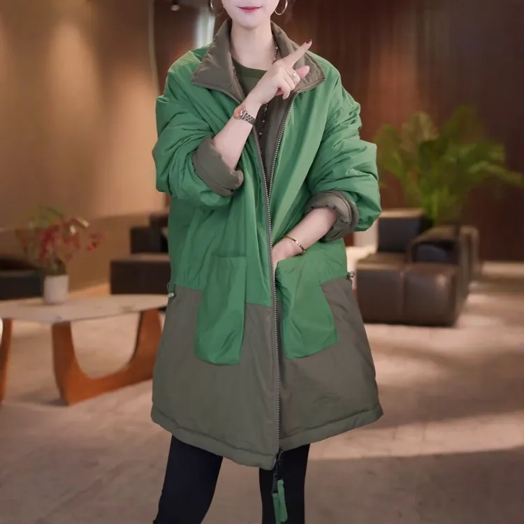 时尚百搭加厚保暖立领棉服外套秋冬新款洋气宽松显瘦双面穿棉衣女
