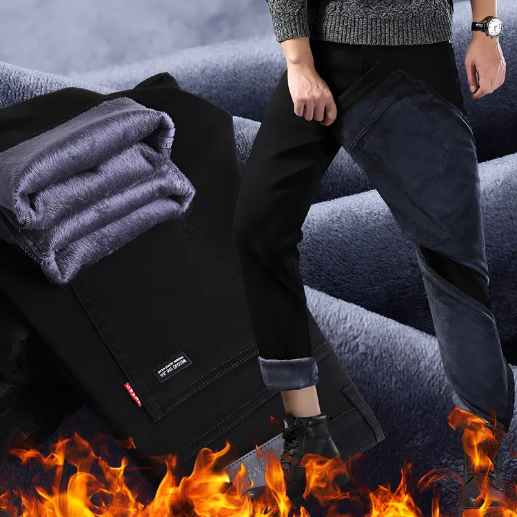 牛仔裤男冬季秋冬长裤直筒修身秋冬季男士休闲裤裤子保暖大码