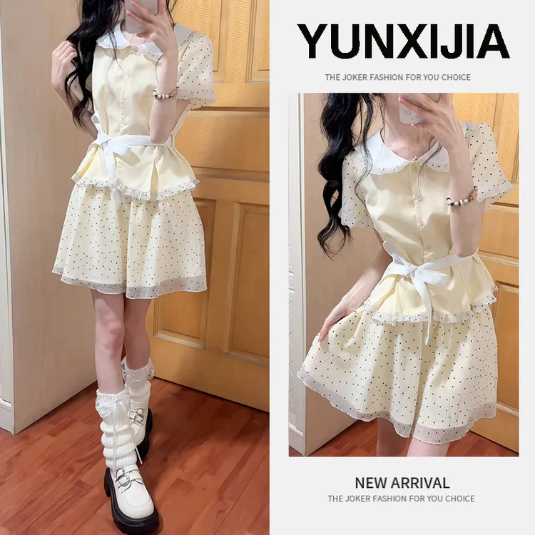 夏季时尚搭配2025年新款甜美风小个子气质上衣百搭短裙两件套潮