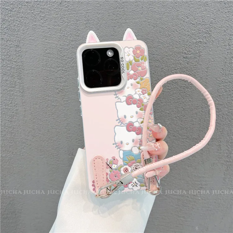 探头花丛凯蒂适用苹果17air手机壳带挂绳opporeno14防摔vivox200s
