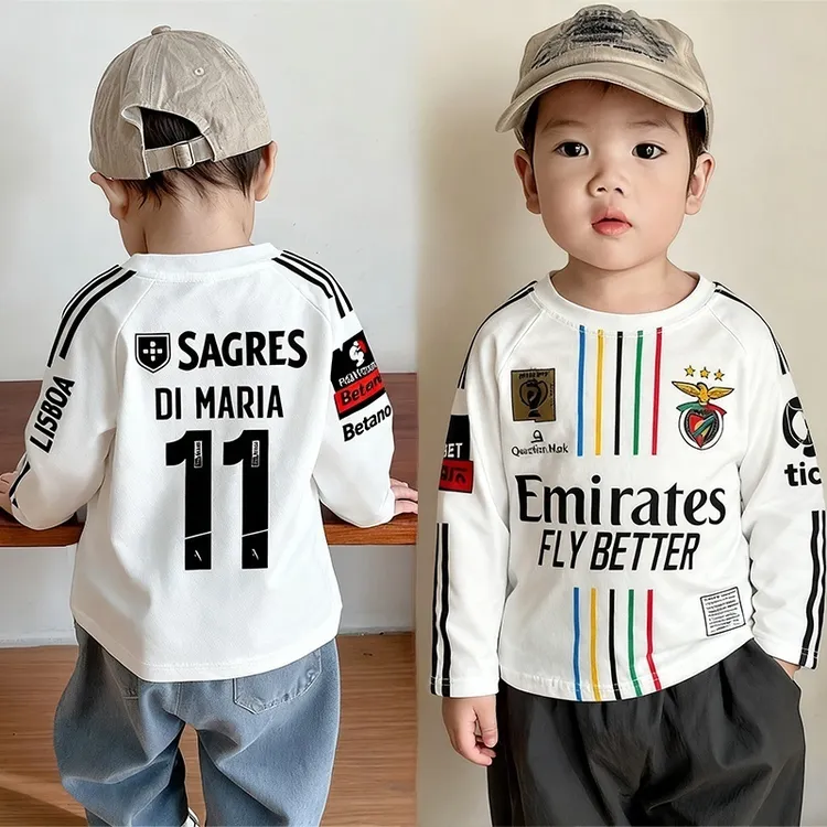 儿童春秋洋气运动彩条长袖T恤男宝宝秋季潮牌休闲上衣打底衫韩版