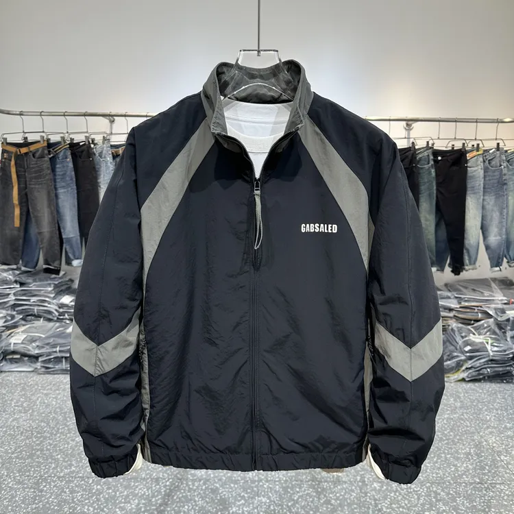 秋季新款男士拼色立领夹克韩版潮牌户外运动休闲外套时尚男装上衣