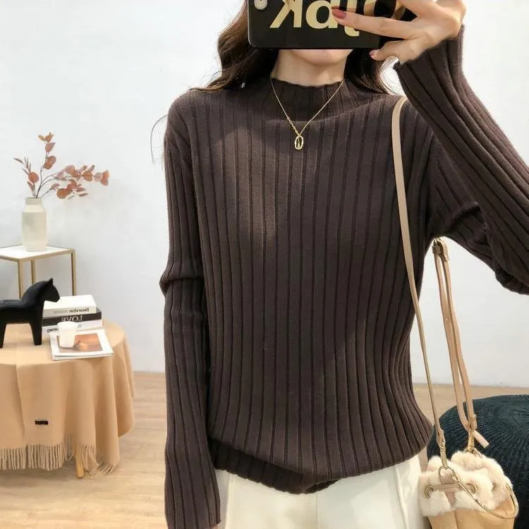 工厂直销8333#（90-200斤穿）大码半高领针织长袖打底百搭显瘦毛衣