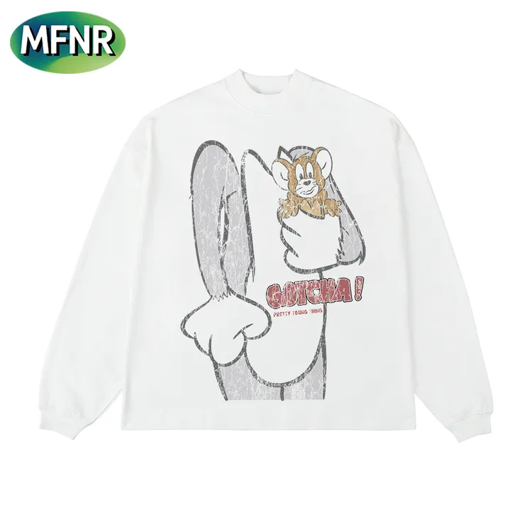 美式趣味设计感印花长袖男女秋冬重磅纯棉圆领打底情侣T恤上衣潮