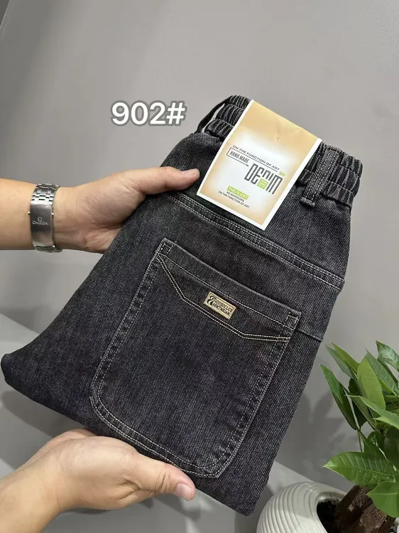 （杰克森1）2025秋季新款松紧腰修身小直筒牛仔长裤