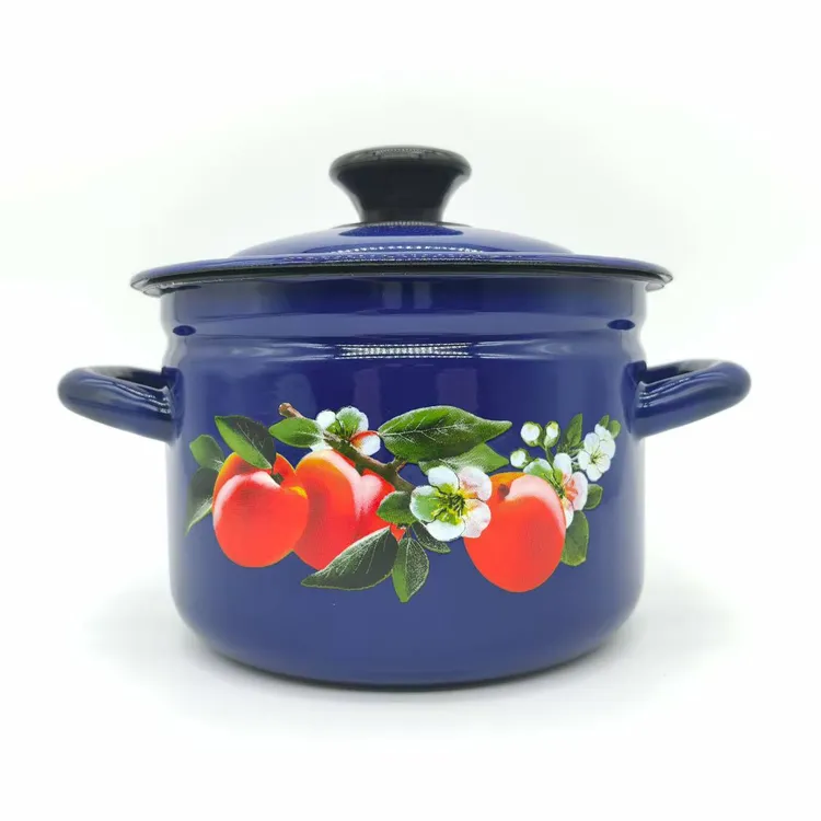 俄罗斯原装进口怀旧复古2升搪瓷圆柱形锅 煮面锅 单身锅 宿舍