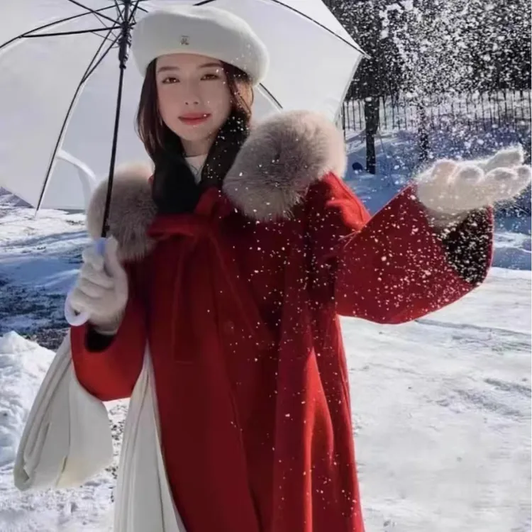 金夫人大衣【小魔女升级款】100%羊毛国风斗篷纯手工双面羊毛大衣