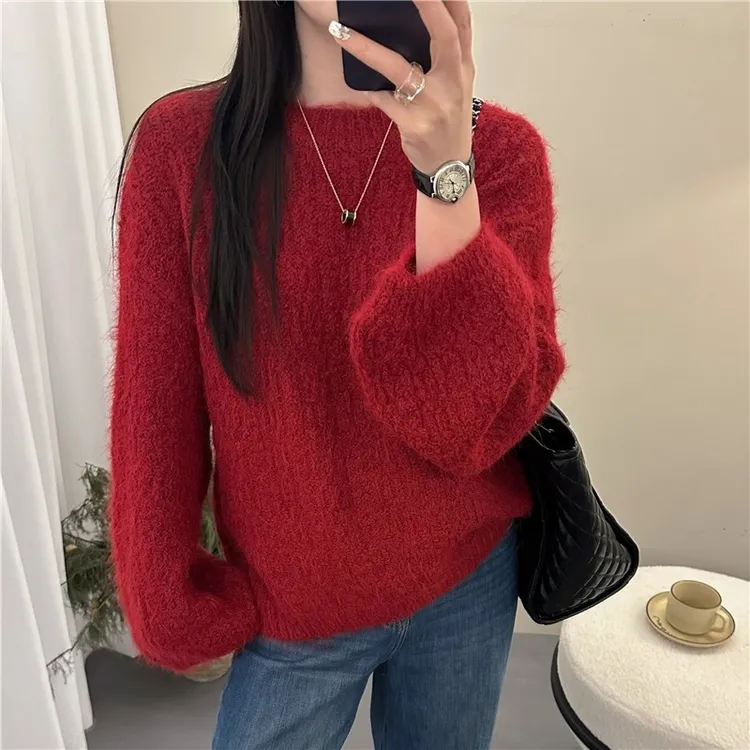 秋冬女士本命年红色毛衣女2025新款冬季爆款宽松内搭可外穿打底衫