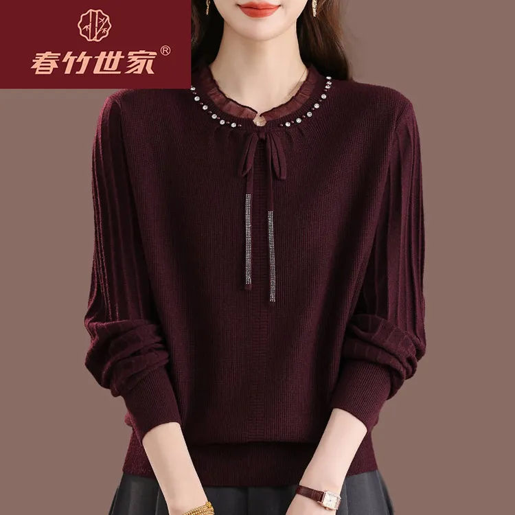 春竹世家名品牌胖mm短款时尚洋气短款羊毛衫女毛衣秋冬季大码上衣