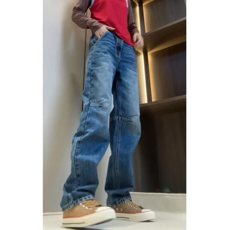 小个子牛仔裤女2025秋季新款裤子显瘦高腰蓝色时尚百搭窄版直筒裤