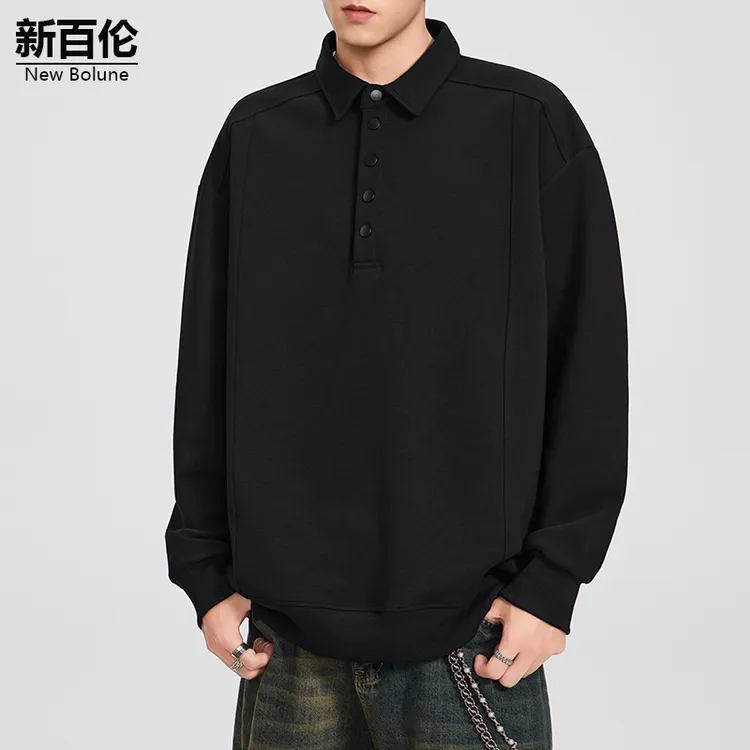 新百伦/NEW BOLUNE美式潮牌卫衣男秋季新款百搭POLO领潮流上衣