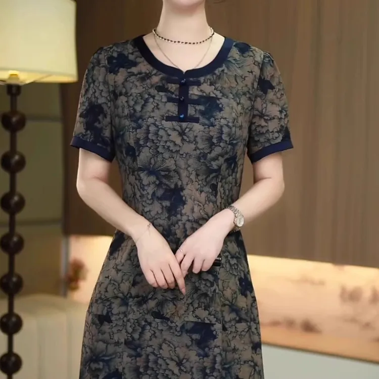 （运费险）高档新中式国风连衣裙女2025夏季新款妈妈装时尚休闲显瘦