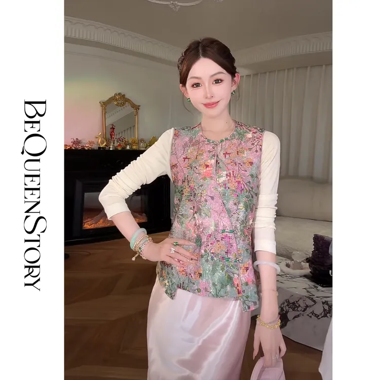 余潇潇【锦绣繁华】新中式优质印花棉重工珠片绣层次感国风马甲