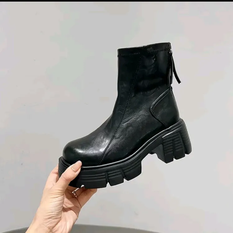 小个子厚底增高马丁靴2025秋冬加绒切尔西靴显瘦复古粗跟短靴靴子