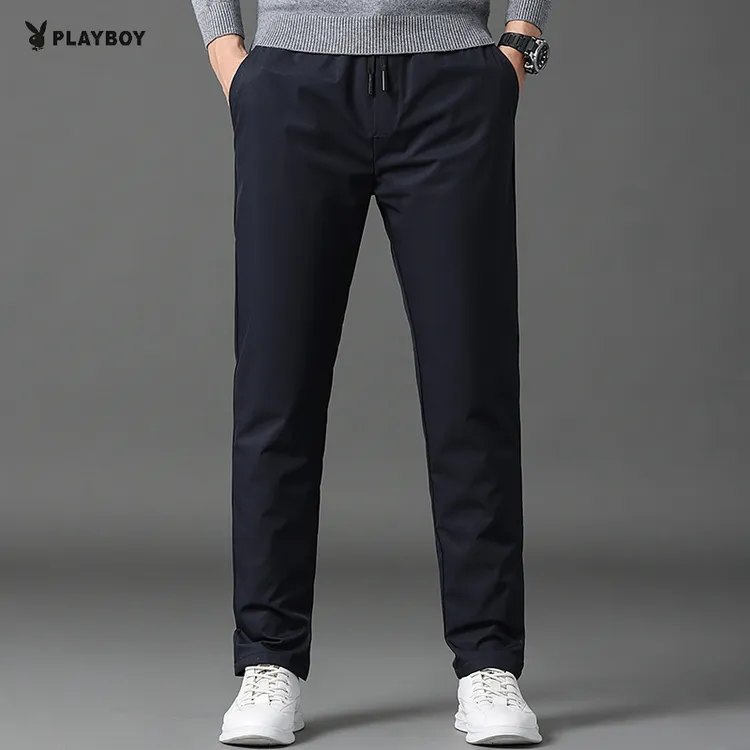 花花公子2025新款男士羽绒裤穿抗寒鹅绒保暖冬季休闲松紧腰直筒长