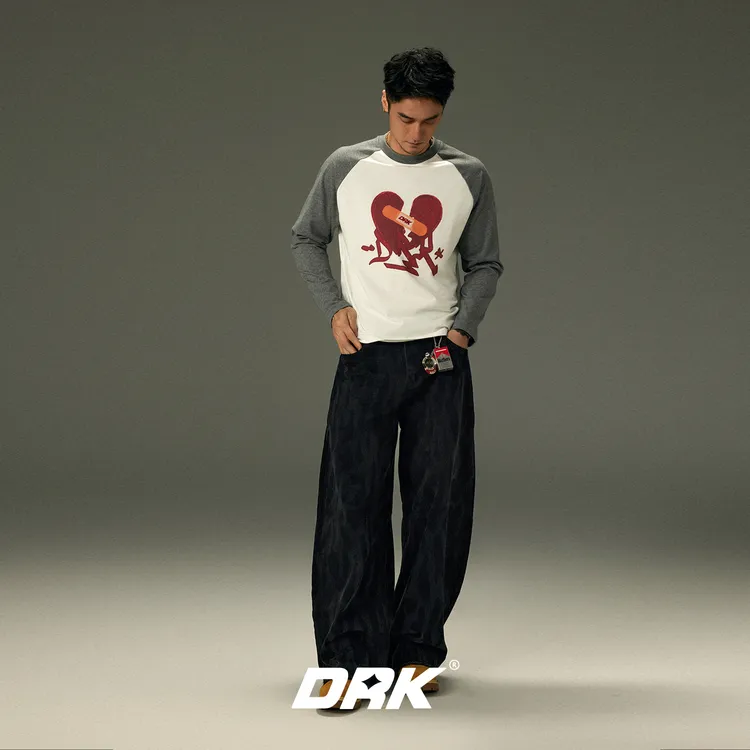 DRK豹纹激光烧花水洗牛仔裤新款时尚高定休闲百搭潮流直筒裤