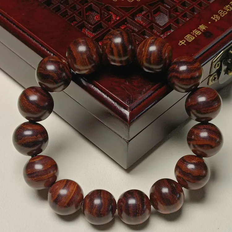 海南紫油梨15mm圆珠大黑线手串多样随机发