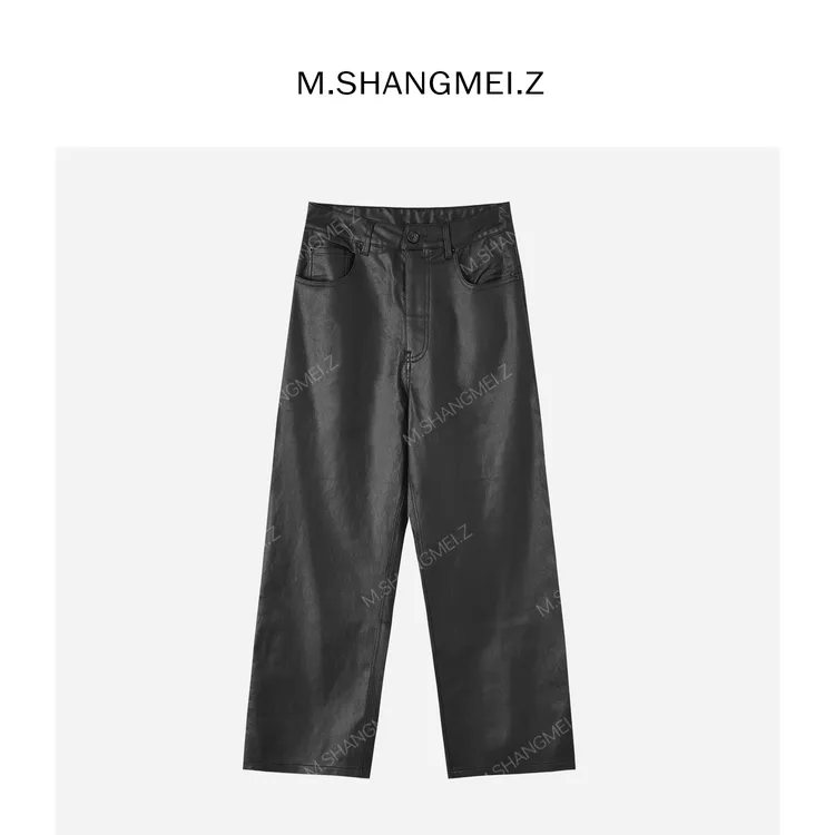 M.SHANGMEI.Z/沐熙【城市漫游】美大哥水洗九分休闲皮裤X11A2187