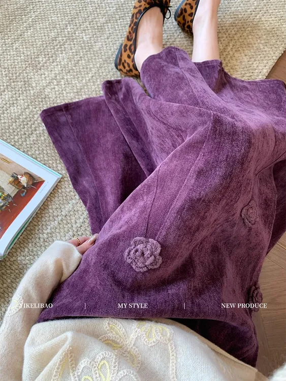 法式名媛千金气质灯芯绒半身裙女2025秋季时髦高腰显瘦a字中长裙