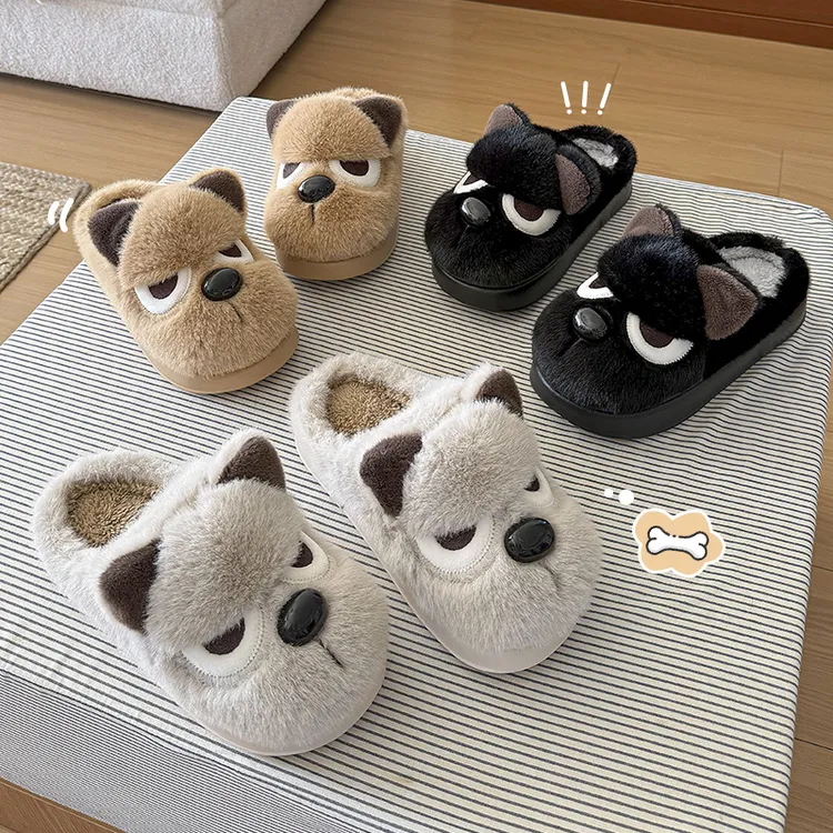 洋山公羊生气小狗棉拖鞋男加绒保暖防滑2026新款秋冬居家棉拖女士