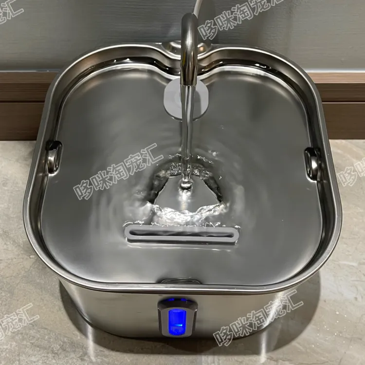 全不锈钢猫饮水机超静音水泵模仿水龙头设计循环过滤不锈钢饮水机