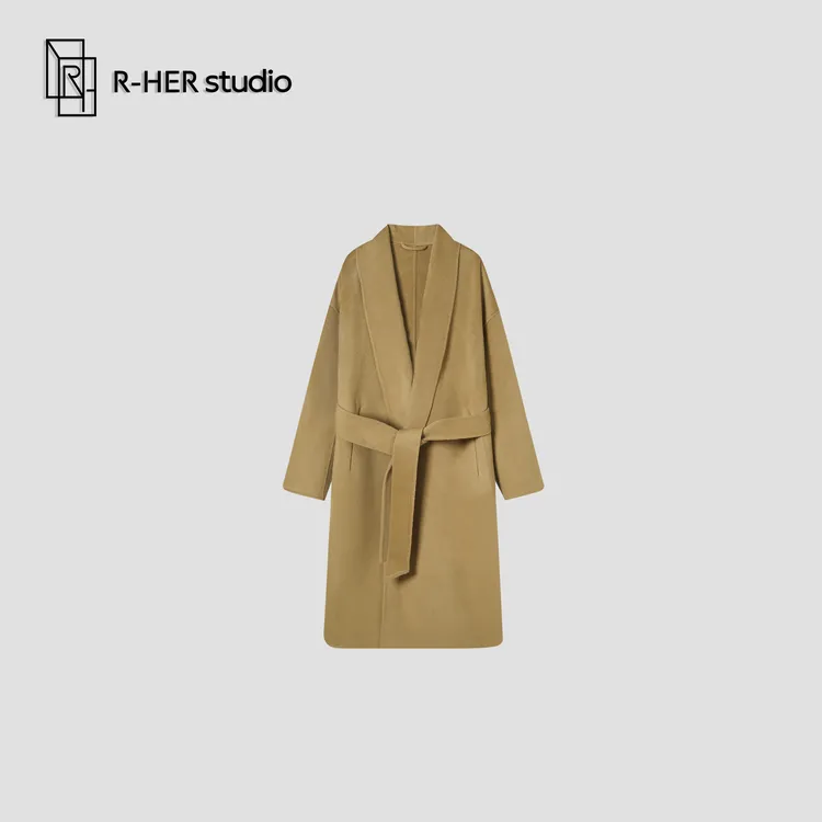 R-HER“晚秋”常规袖秋冬长款羊毛羊绒气质中长款时尚毛呢大衣J0T07