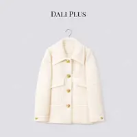 DALI PLUS“白苏力95白鹅绒服”羊驼毛马海毛圈圈呢外套-D5LT2230