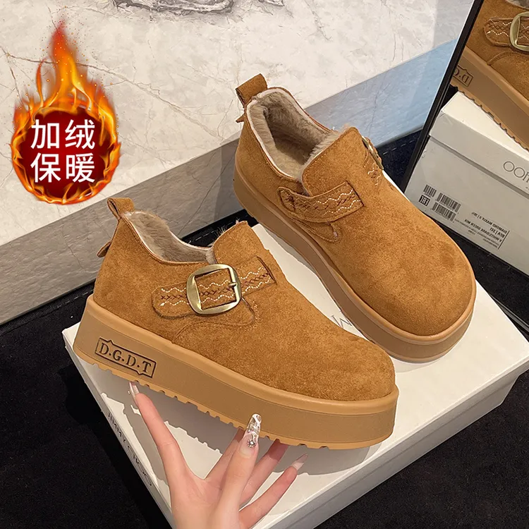 双色底勃肯鞋女大棉厚绒2025年秋冬新款厚底博肯鞋防滑雪地靴