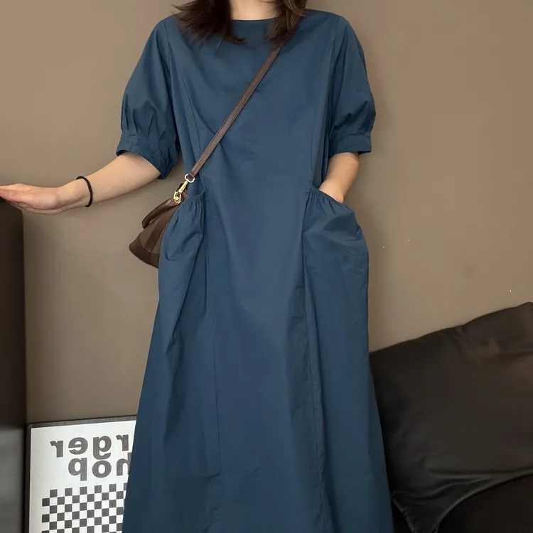 女装连衣裙大码气质网红显瘦外穿百搭纯棉泡泡袖宽松连衣裙330035