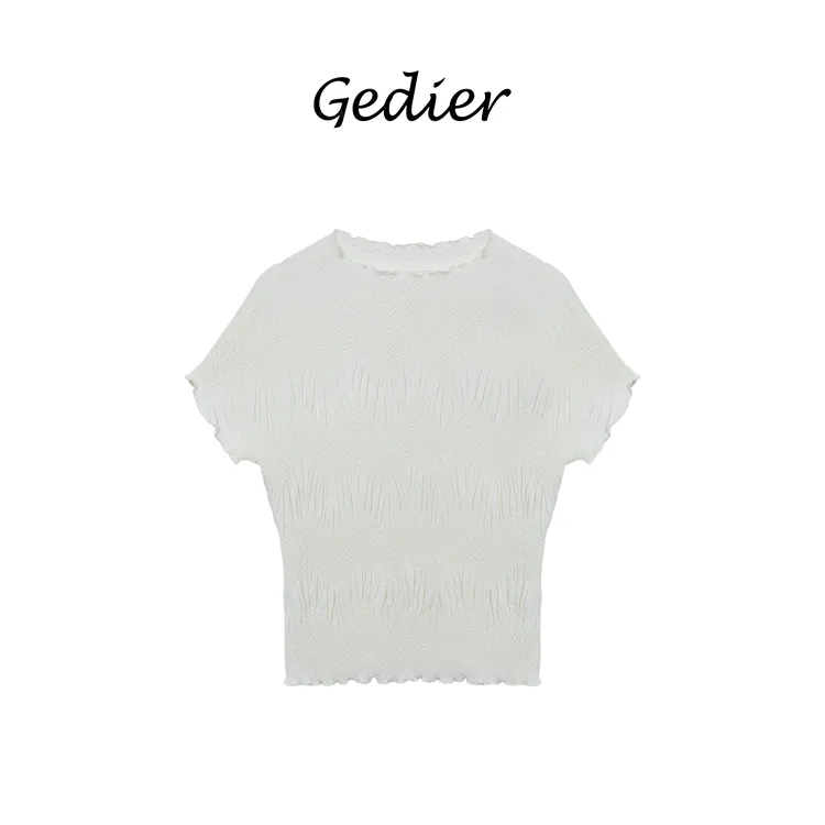 【歌蒂尔】“山宅”立体面料修身短袖上衣 知性优雅显瘦女装TG520998Y