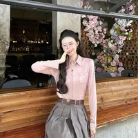 正品专柜「春和景明」女装通勤时尚绵羊毛百搭长袖纯色衬衫1300820