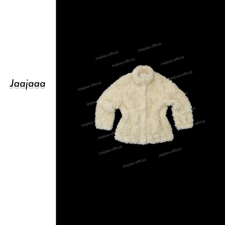 Jaajaaa北海道雪原 冬季仿羊羔毛环保皮草休闲百搭保暖外套/FAXD