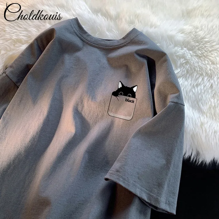 XRL-短袖t恤男夏季ins港风潮流半袖宽松情侣装体恤衫圆领