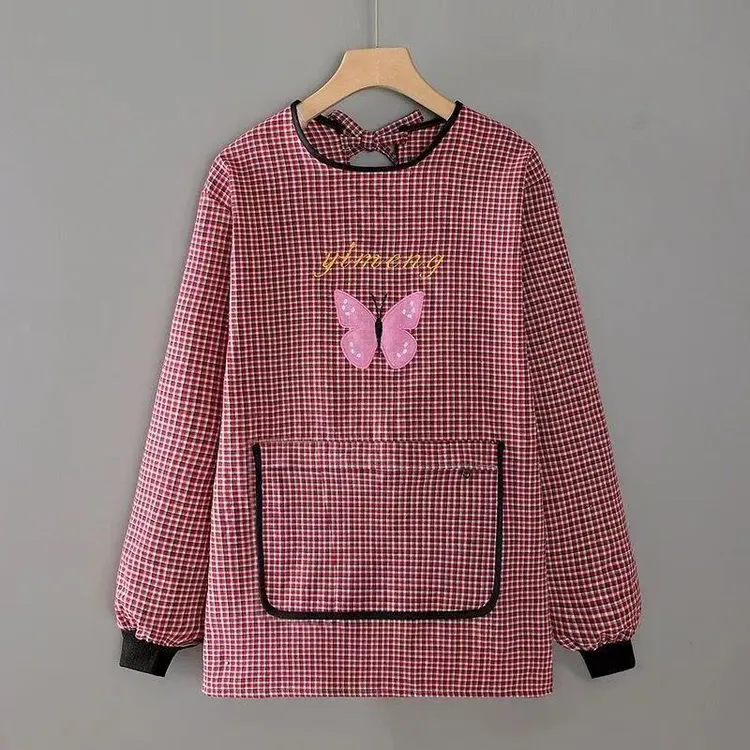 短款罩衣70厘米厨房长袖家用透气做饭干活上班新款洋气耐脏工作服