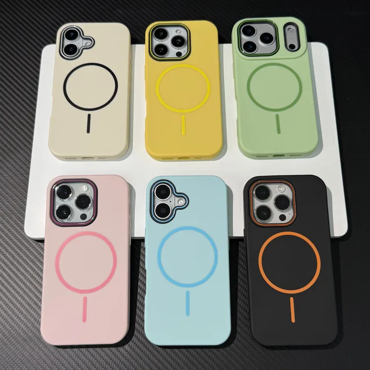 糖果色肤感磁吸马卡龙适用苹果16/17/15手机壳iPhone13promax套14