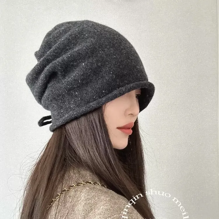 【抽绳帽】纱线女冬季毛线帽